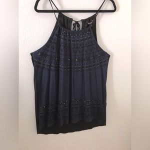 Lucky Brand Blue Beaded Top size L